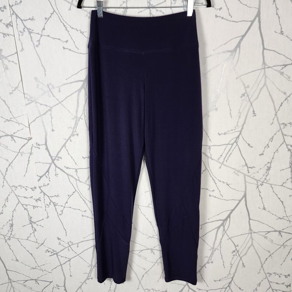 Sympli Purple Stretch Knit High Rise Exposed Seams Energy Leggings